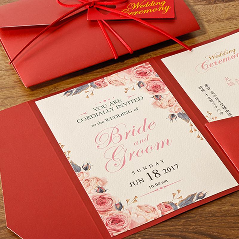 Chinese Pocket Wedding Invitation Cards, Red Wedding Invite