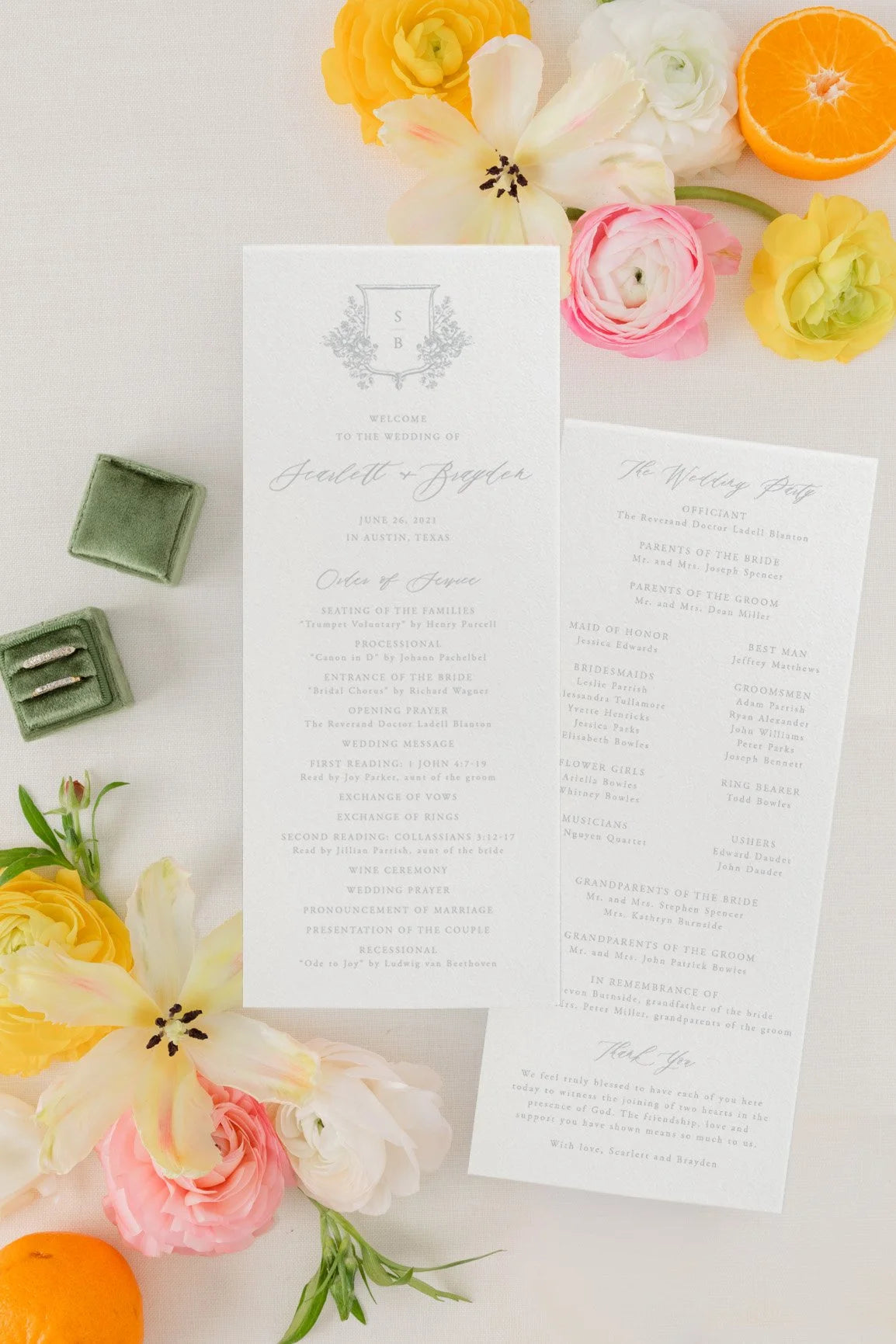 Jolie | Wedding Program Cards