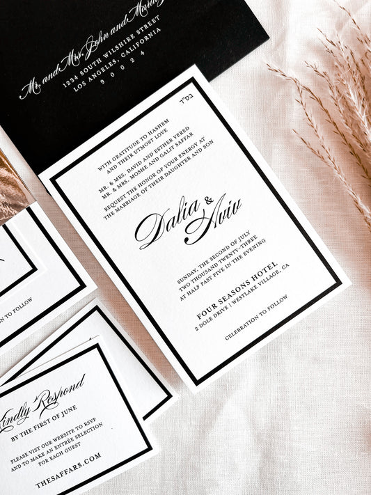Frame'd - No. 2 | Card Stock Wedding Invitations | Classic Script Invitations with Border