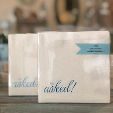 He Asked Blue Foil Cocktail Napkins