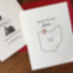 6 Customizable Letterpressed A2 folded greeting cards, blank inside. Packaged with a recycled kraft envelope. When ordering please specify State, City and Color of Heart (Red, Holiday, Rainbow, Corazon, or Celtic)