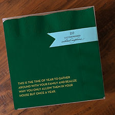 Family Gathering Green Cocktail Napkins