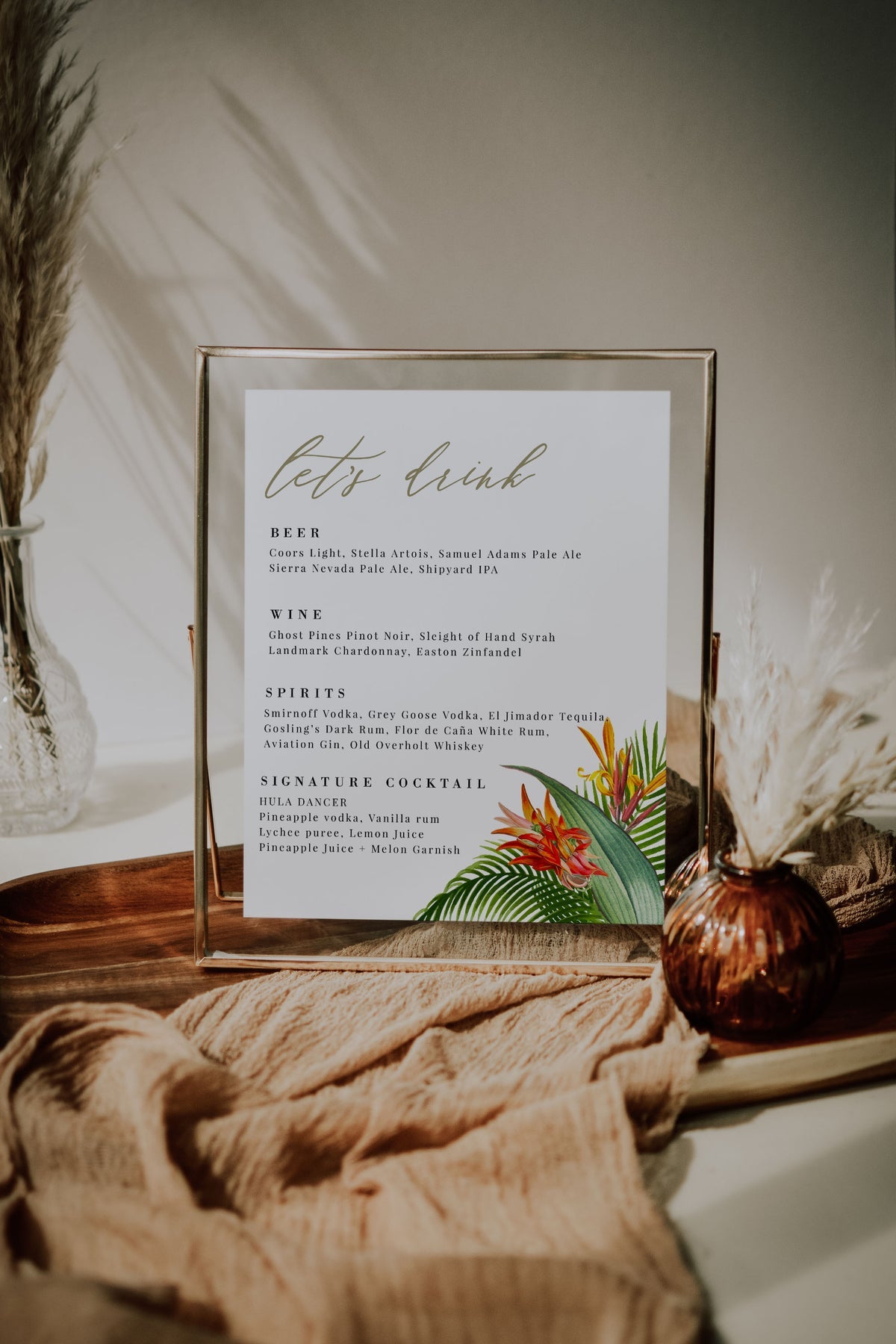Tropical Wedding Sign Self Editable | Diy Printable Template