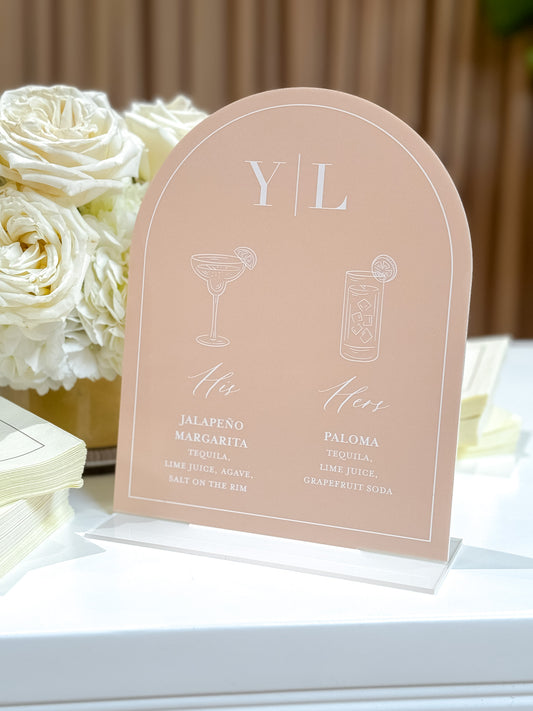 The Paloma – Acrylic Signature Drinks Sign with Cocktail Illustrations