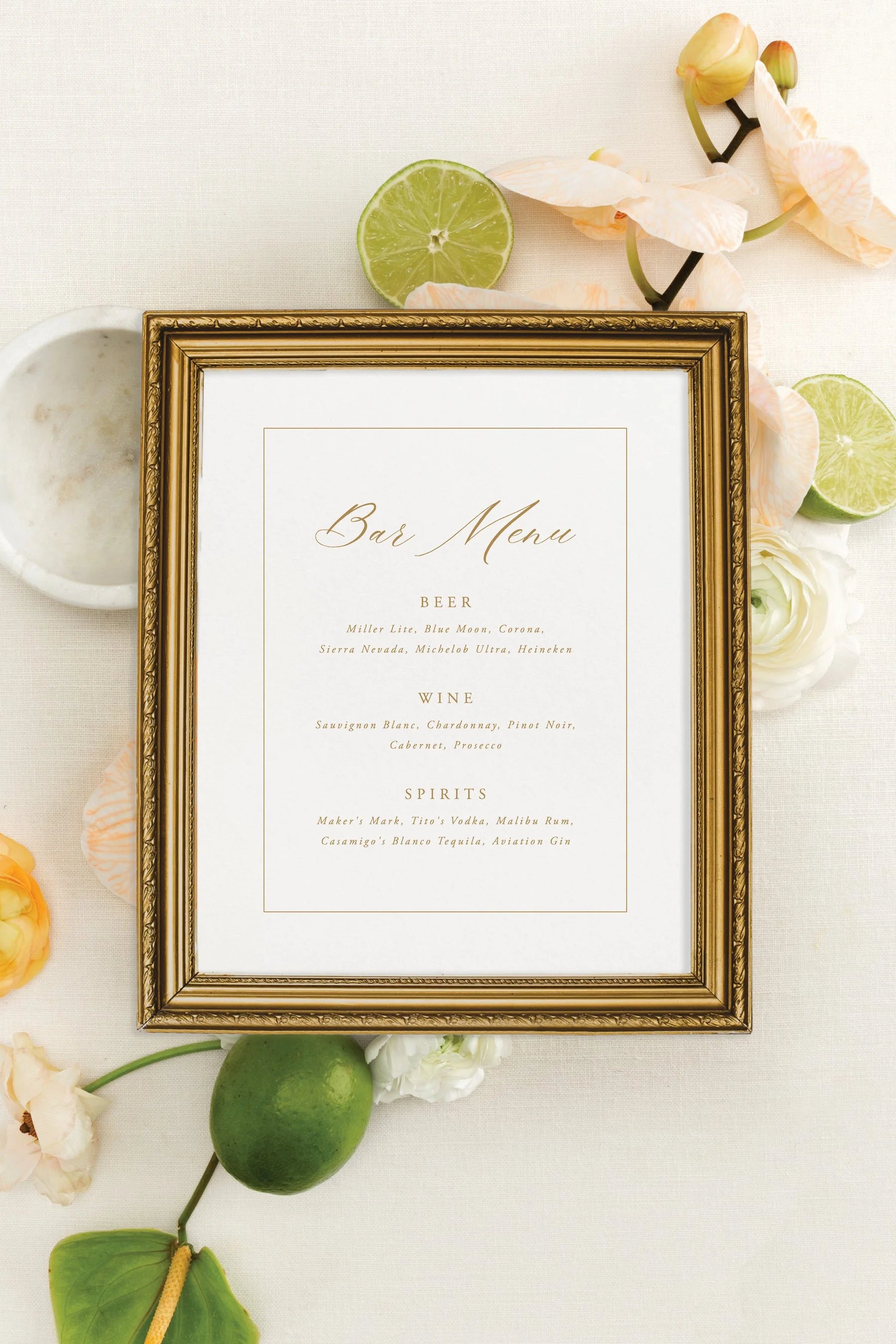 Dolce | Wedding Bar Menu