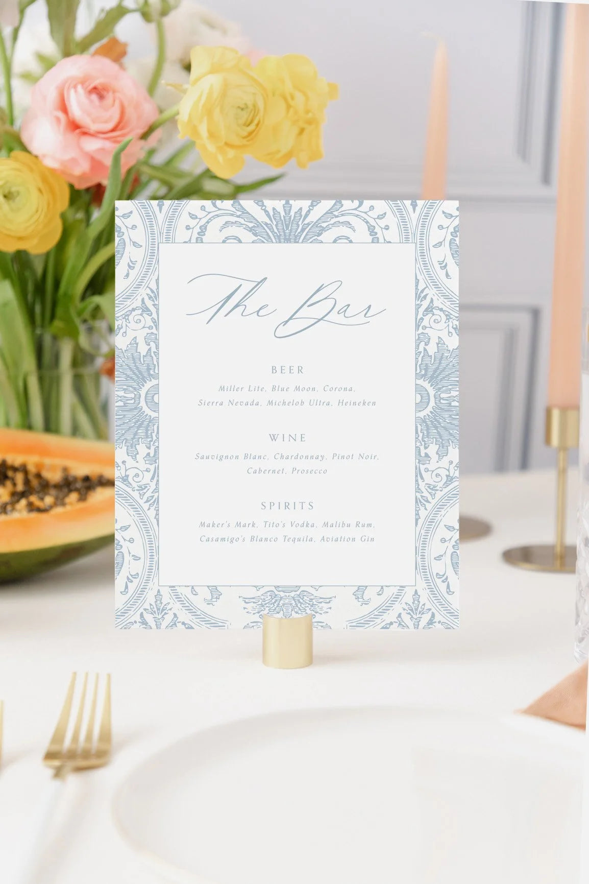 Kennedy | Wedding Bar Menu
