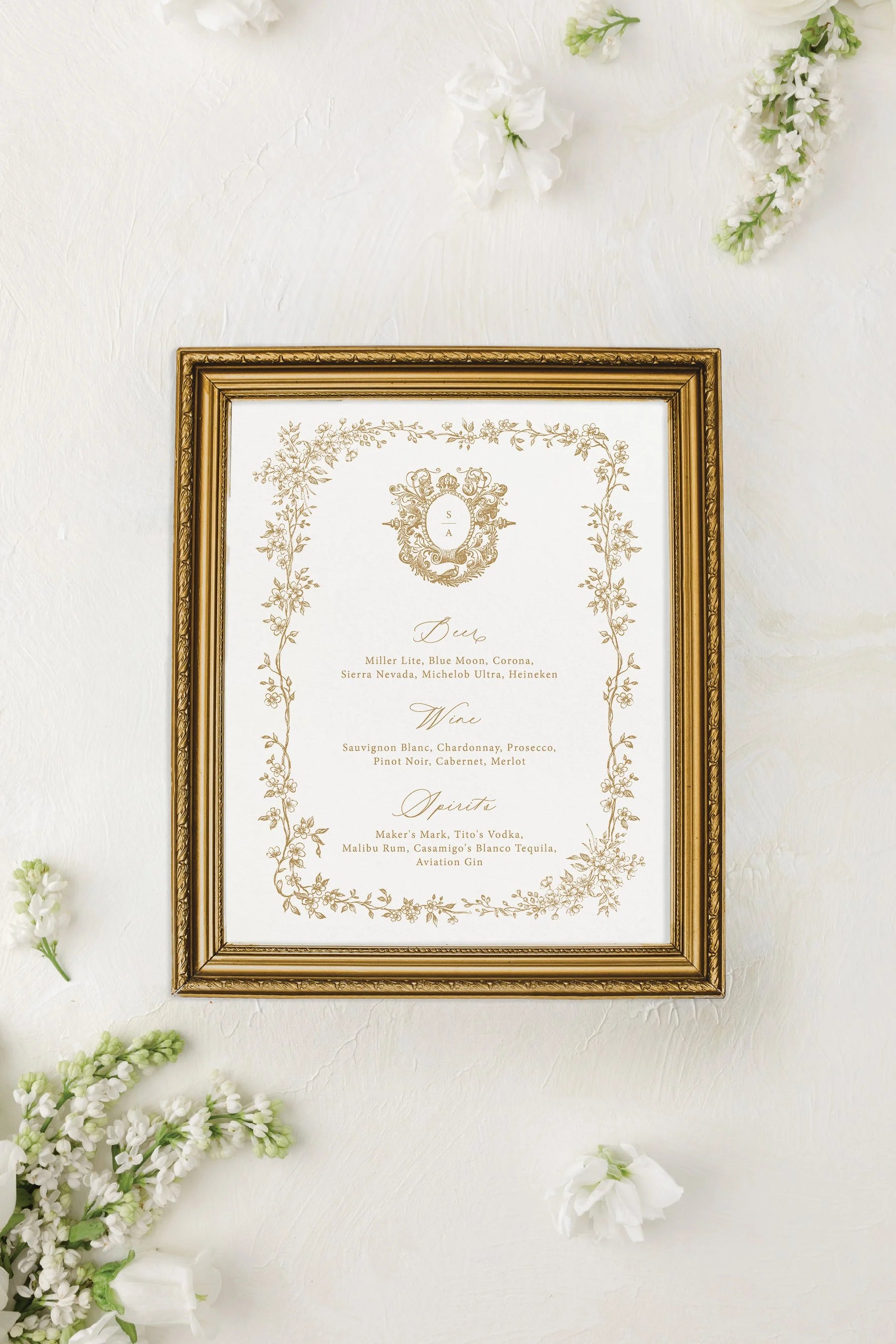 Victoria | Wedding Bar Menu