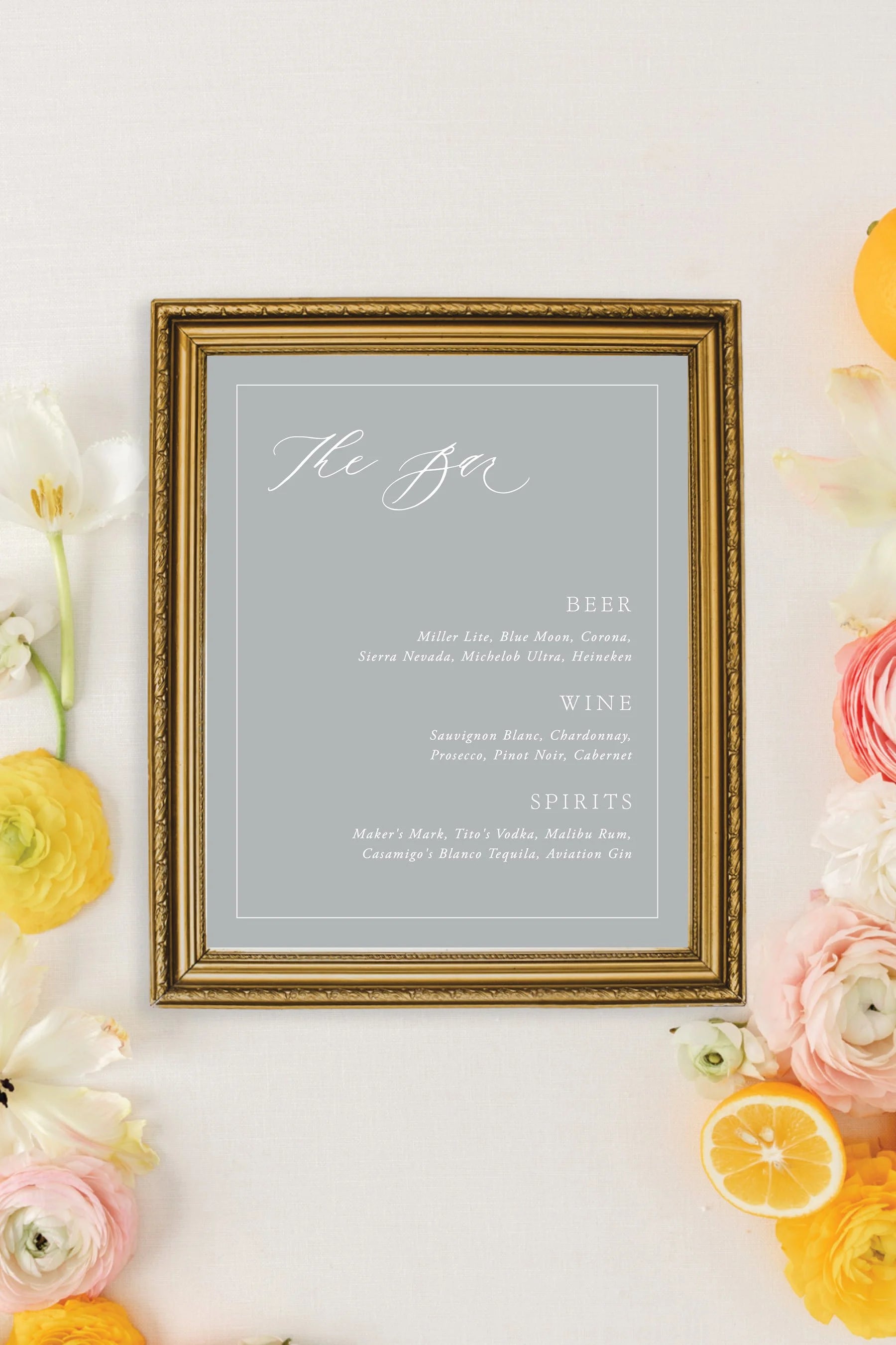 Jolie | Wedding Bar Menu