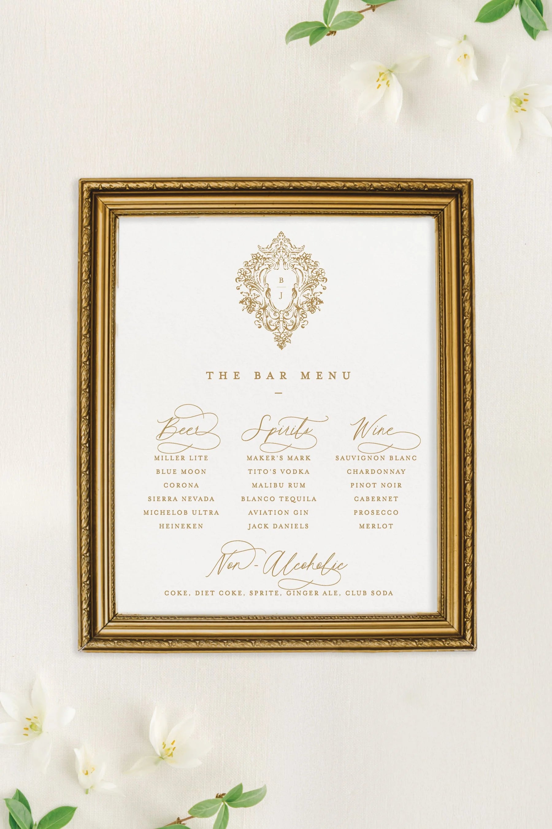 Louis | Wedding Bar Menu
