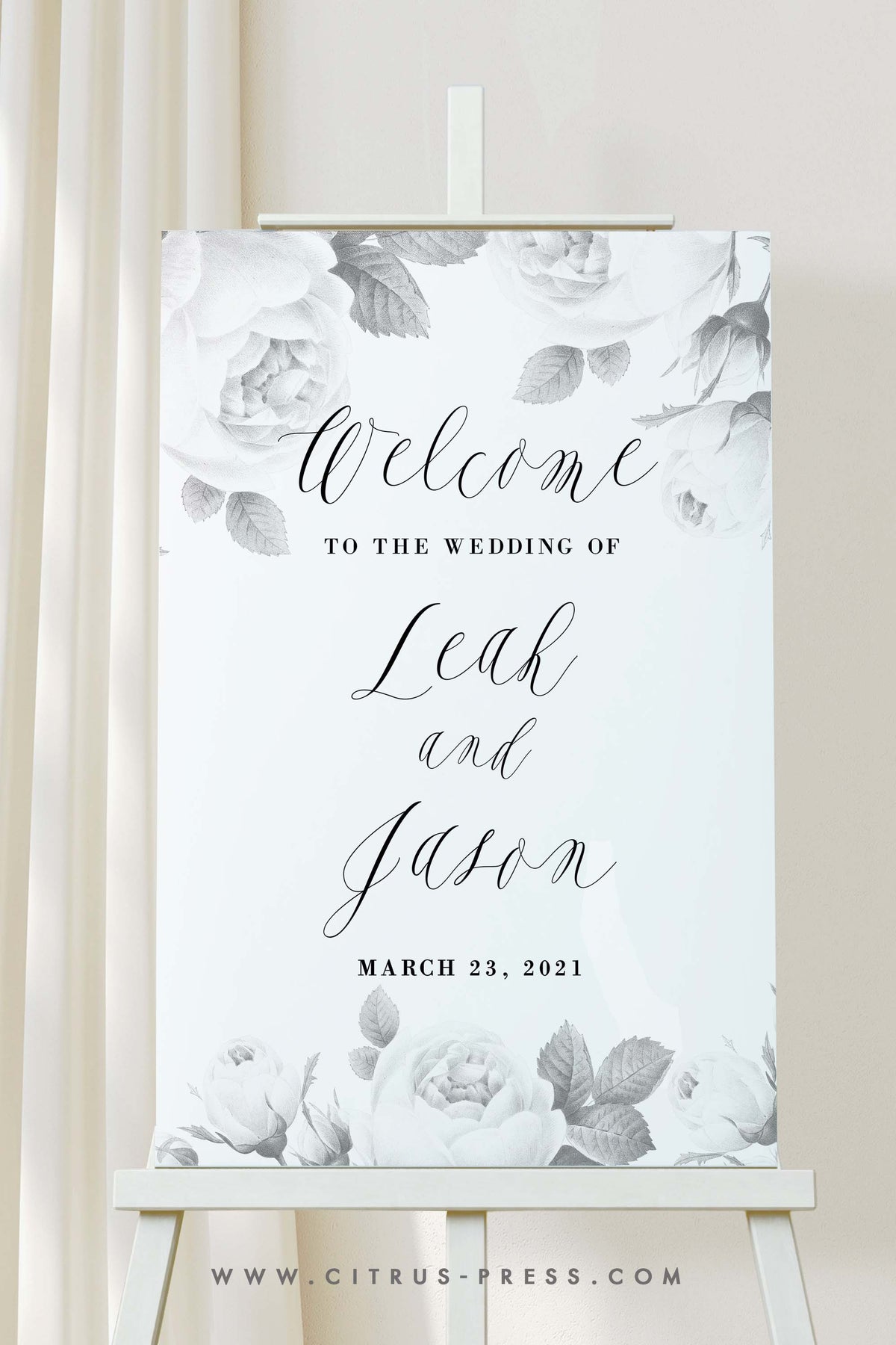 Modern Floral Sign | Wedding Welcome Sign | Printable Template
