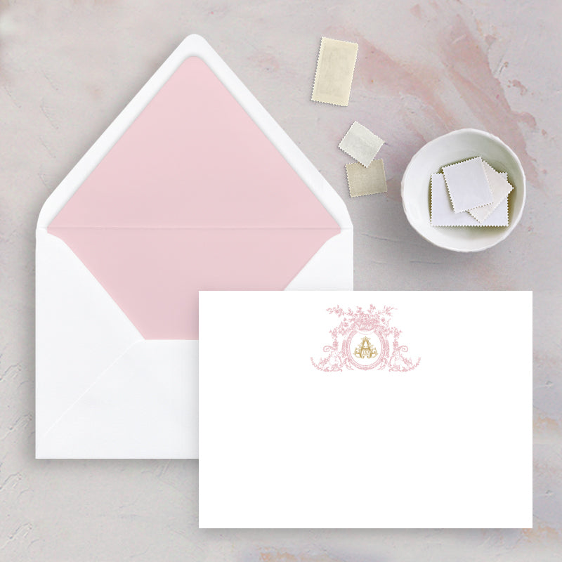 Classic Pink Crest Kids Notelets