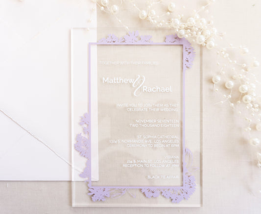 Floral Frame | Semi-Custom Clear Acrylic Invitations