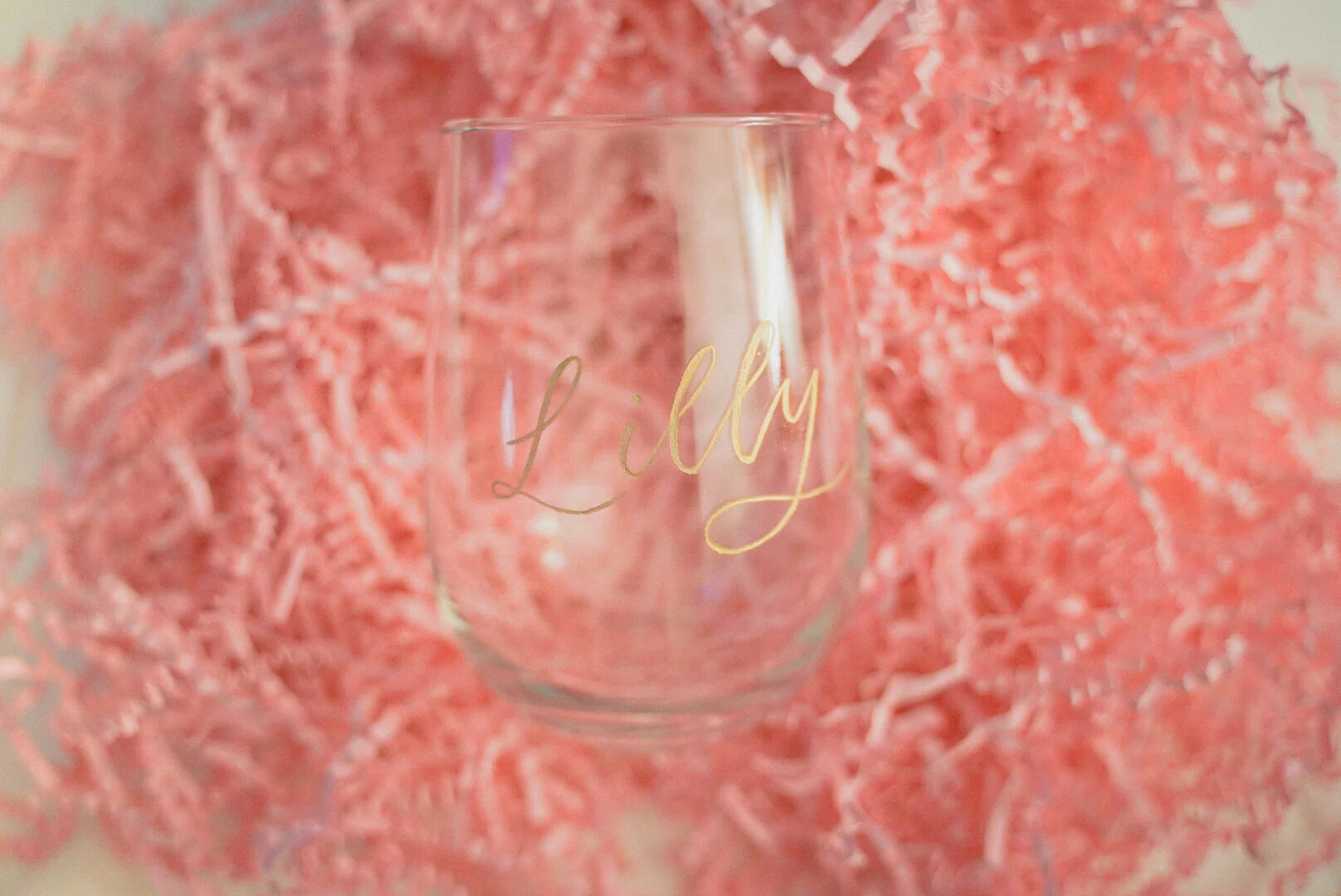 Custom Hand Engraved Stemless Wine Glass