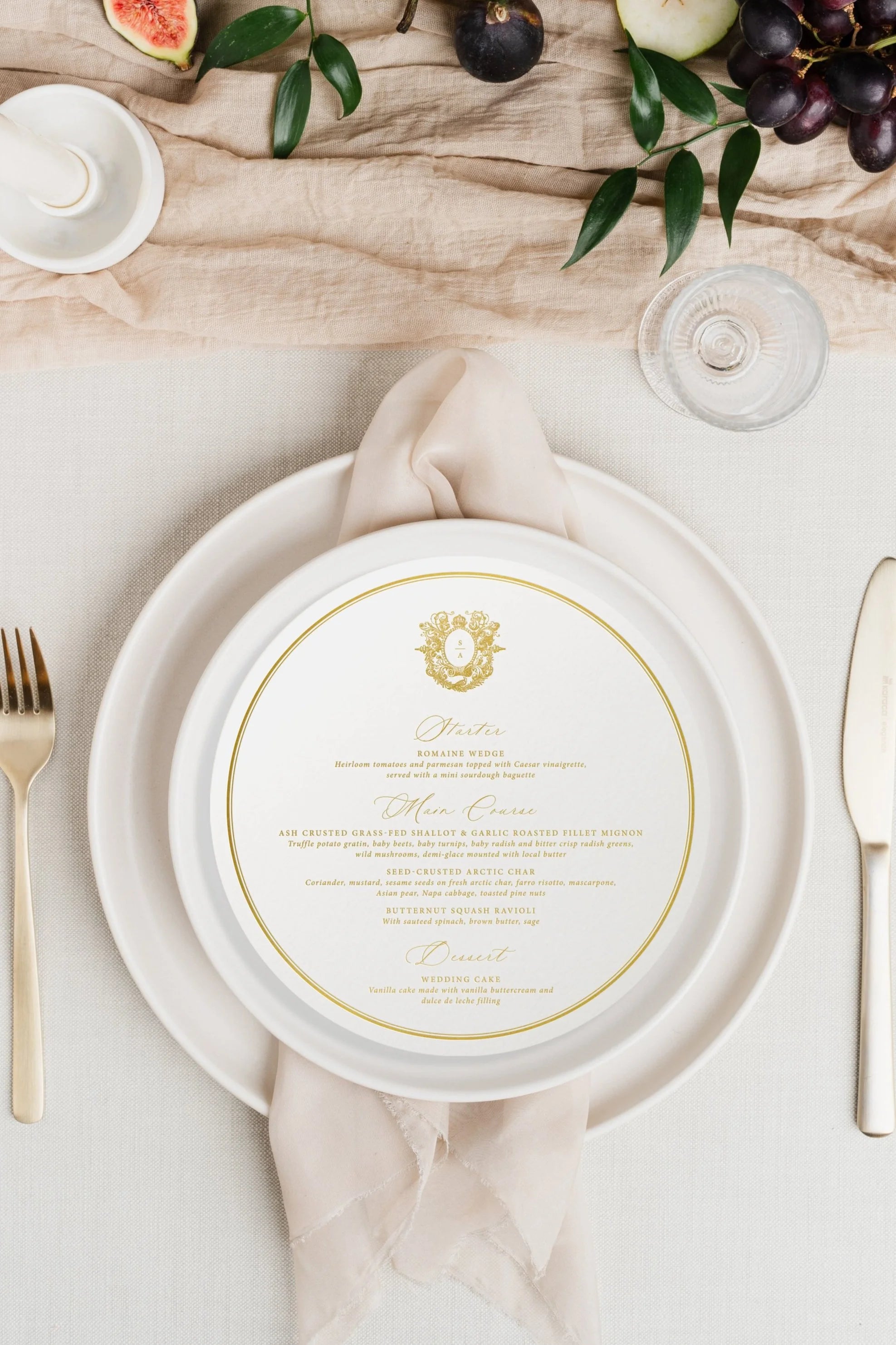 Victoria | Round Wedding Menus
