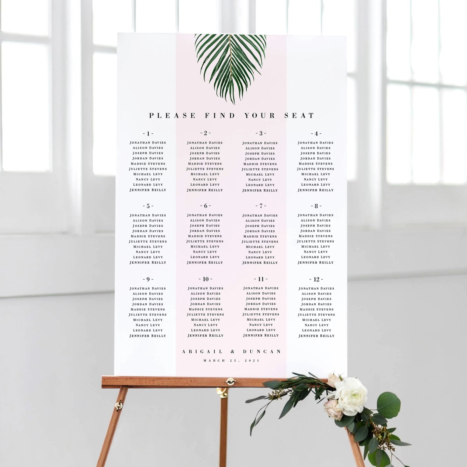 Modern Tropical Wedding Seating Chart | Pdf Template | Abigail Design