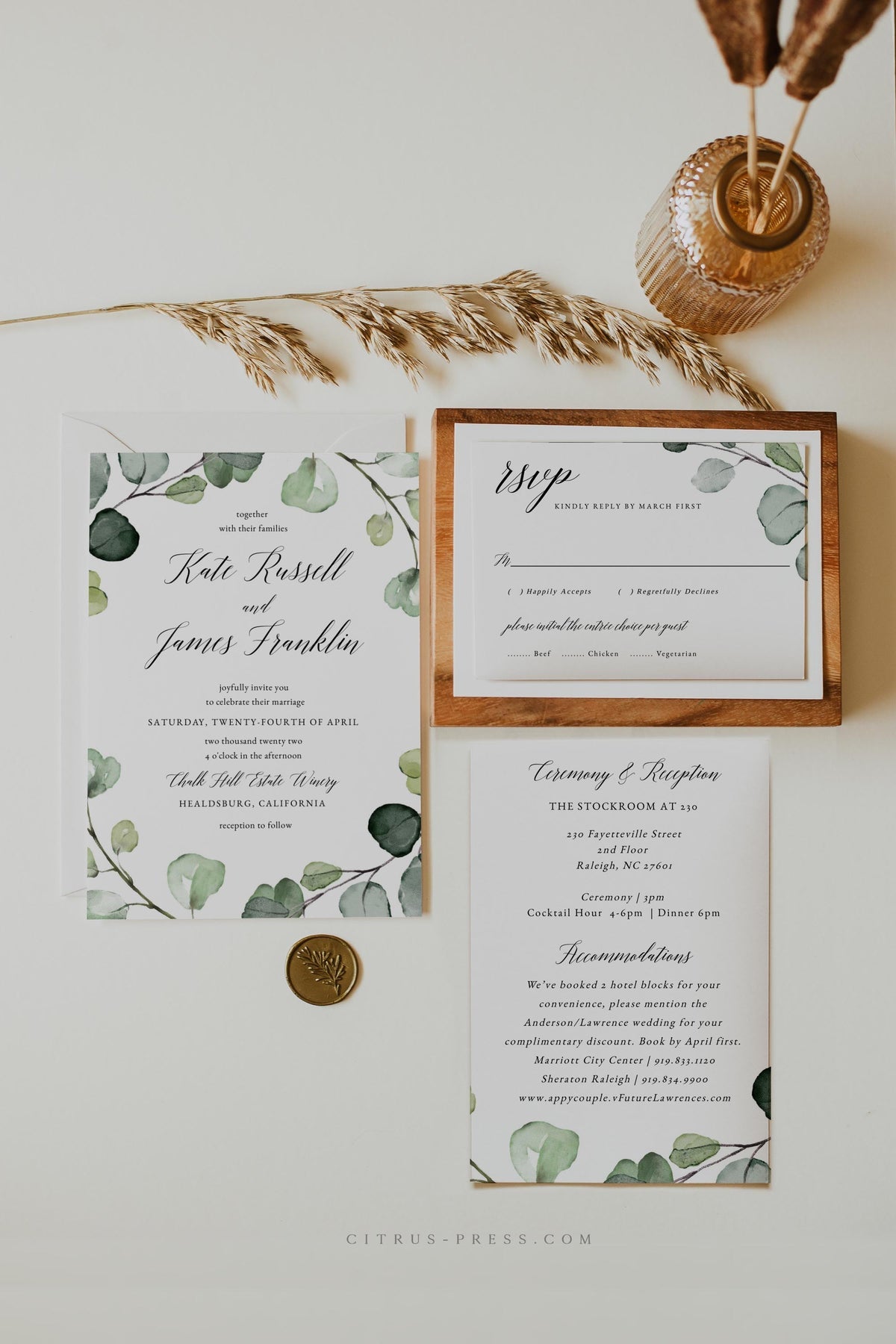 Eucalyptus Wedding Invitation | Pdf Template