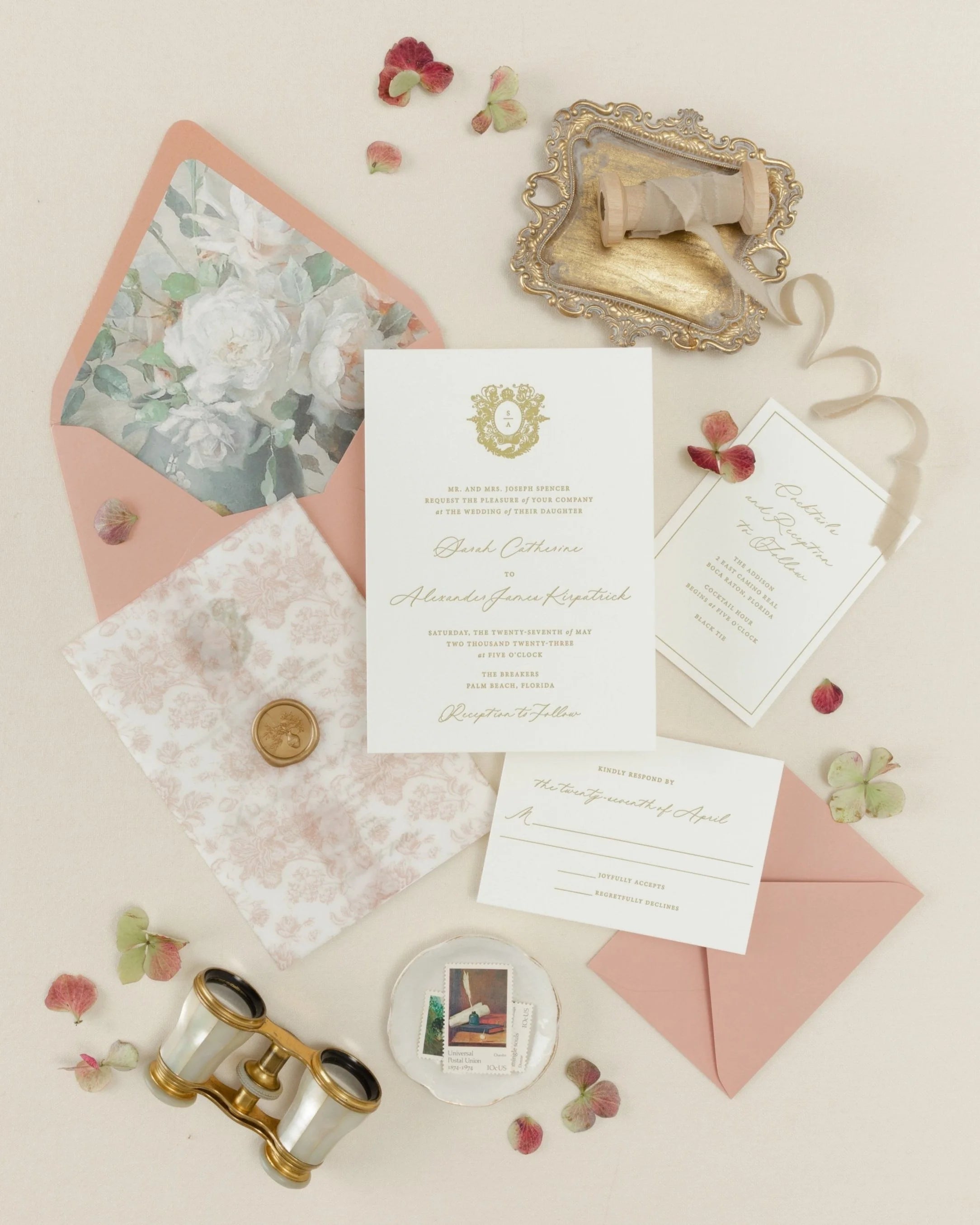 Victoria | Wedding Invitation with RSVP + Details Card