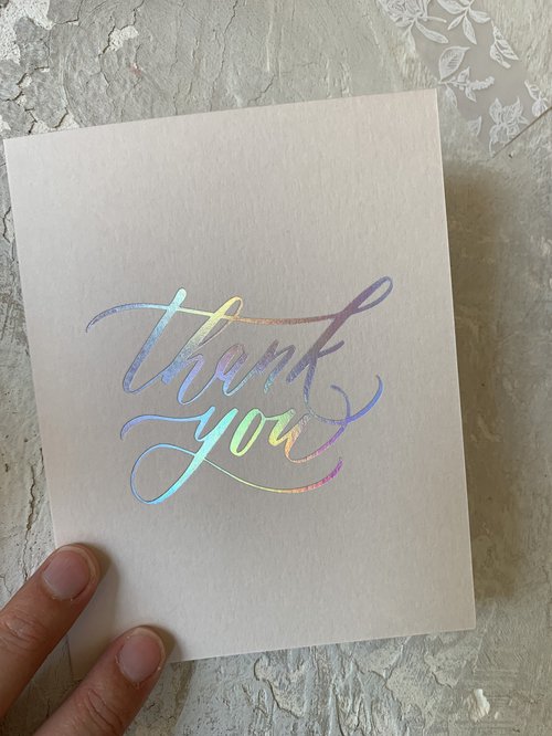 Holo foil thank you cards - pink ombre card set