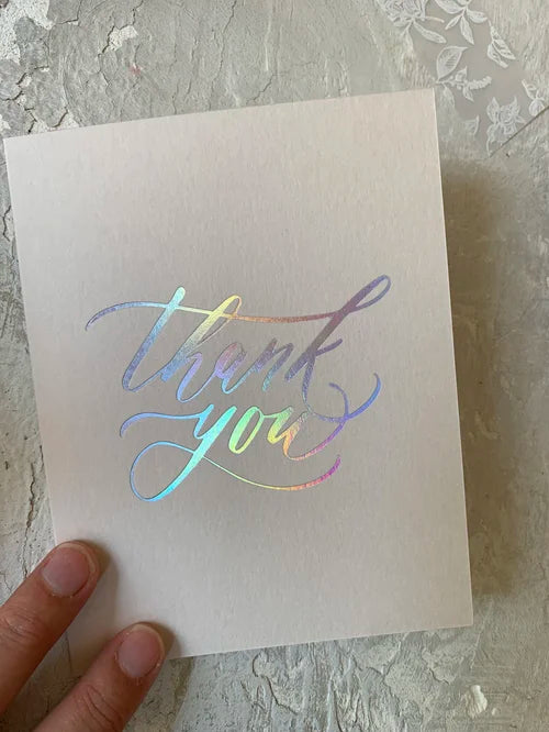Holo foil thank you cards - green ombre card set