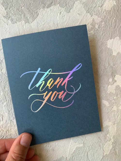 Holo foil thank you cards - blue ombre card set
