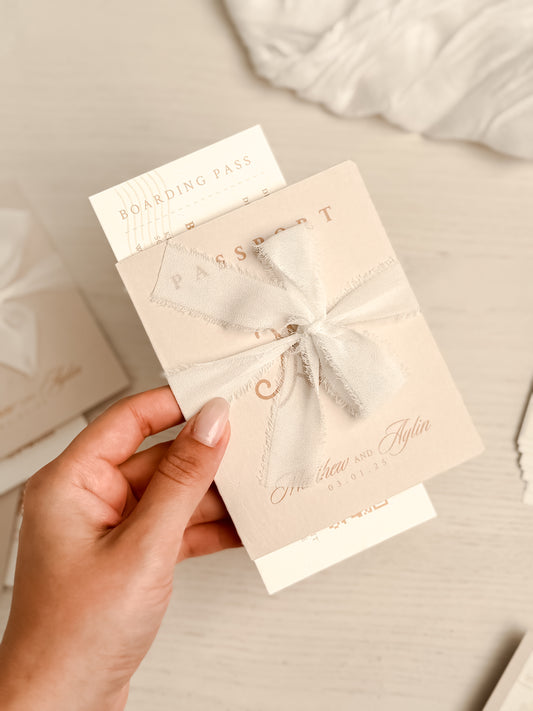 Passport Wedding Invitation | Destination Wedding Invitation Suite with QR Code Boarding Pass
