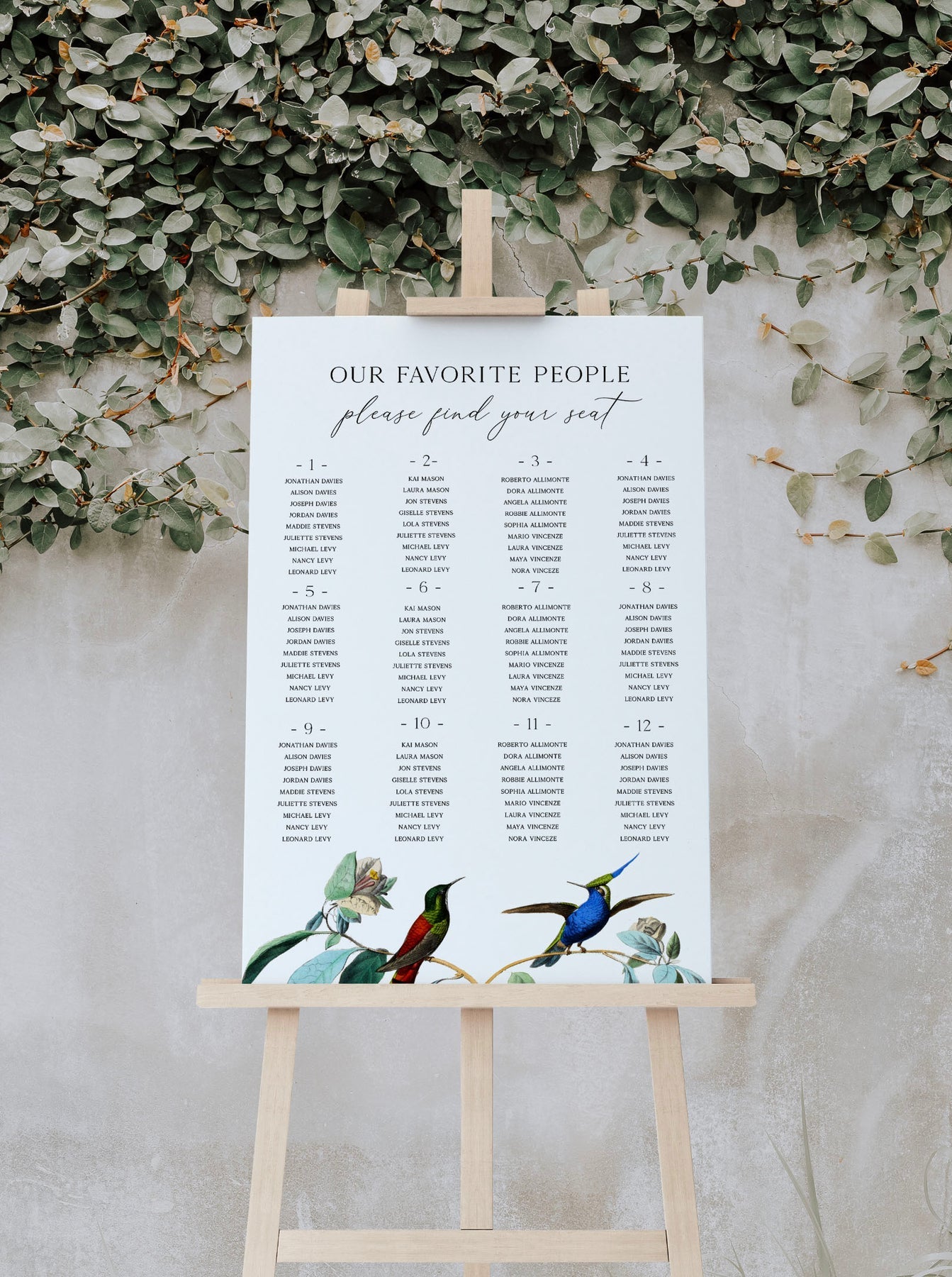 Love Birds Seating Chart | Printable Template
