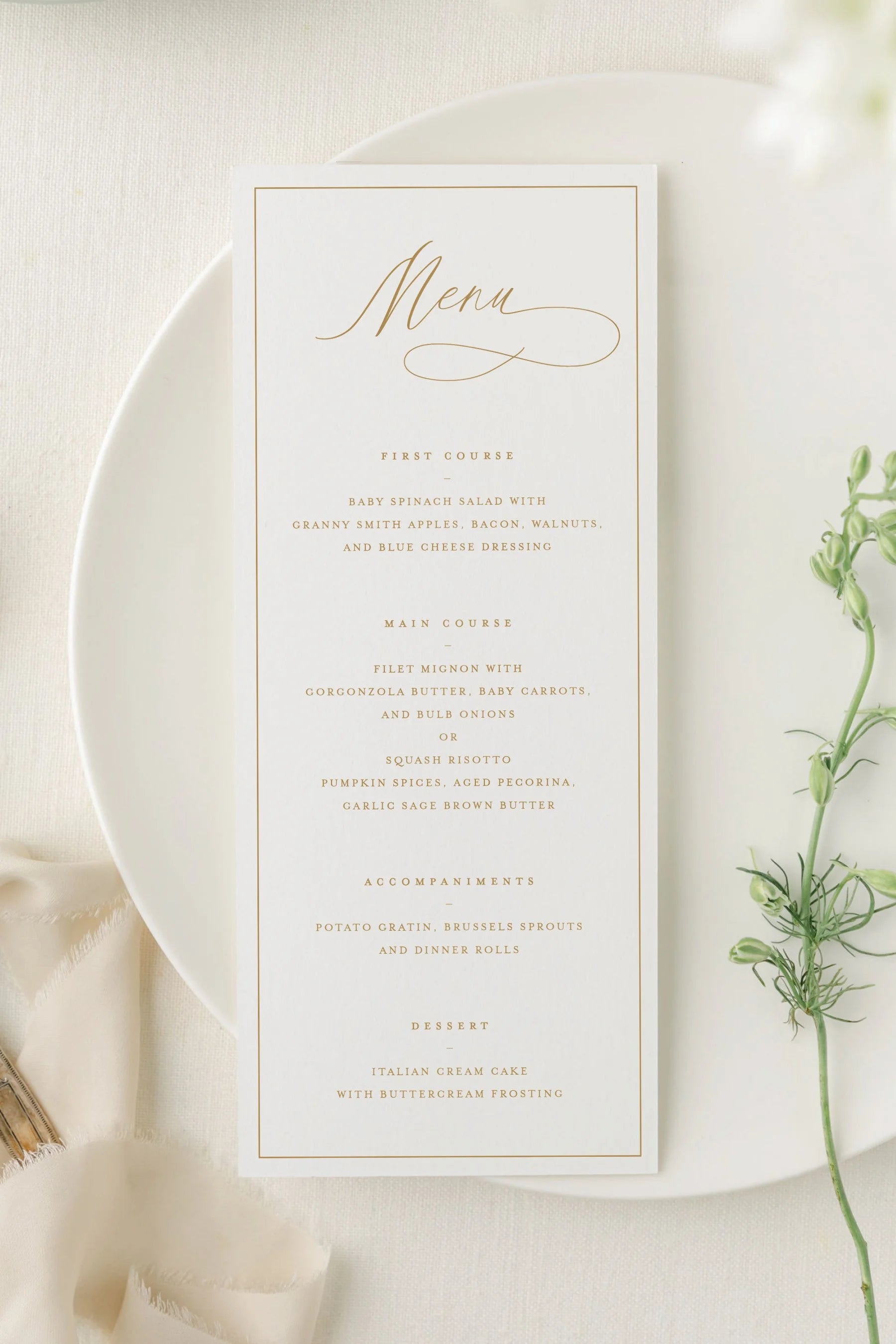 Sophia | Wedding Menu Cards