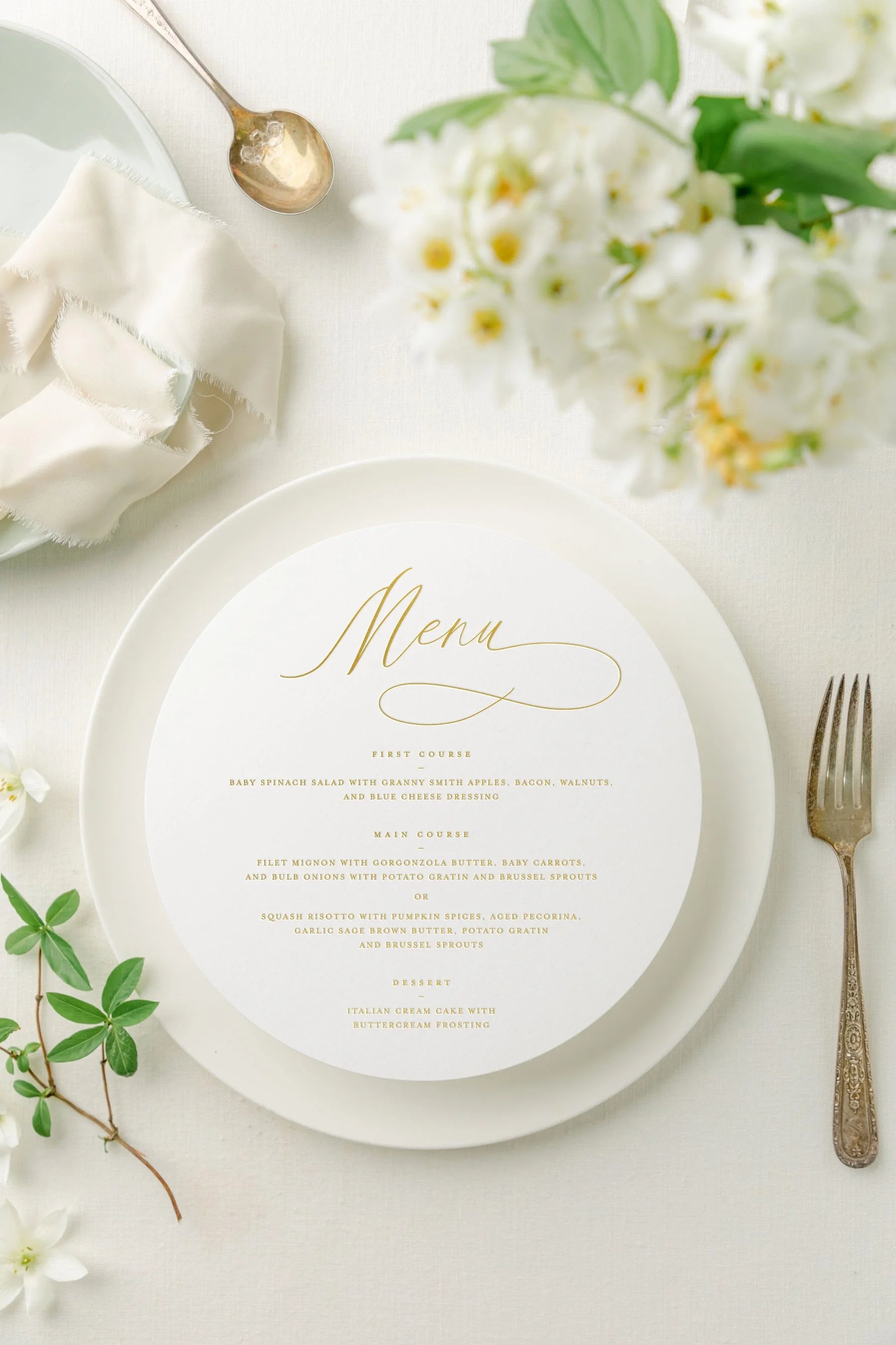 Sophia | Round Wedding Menus