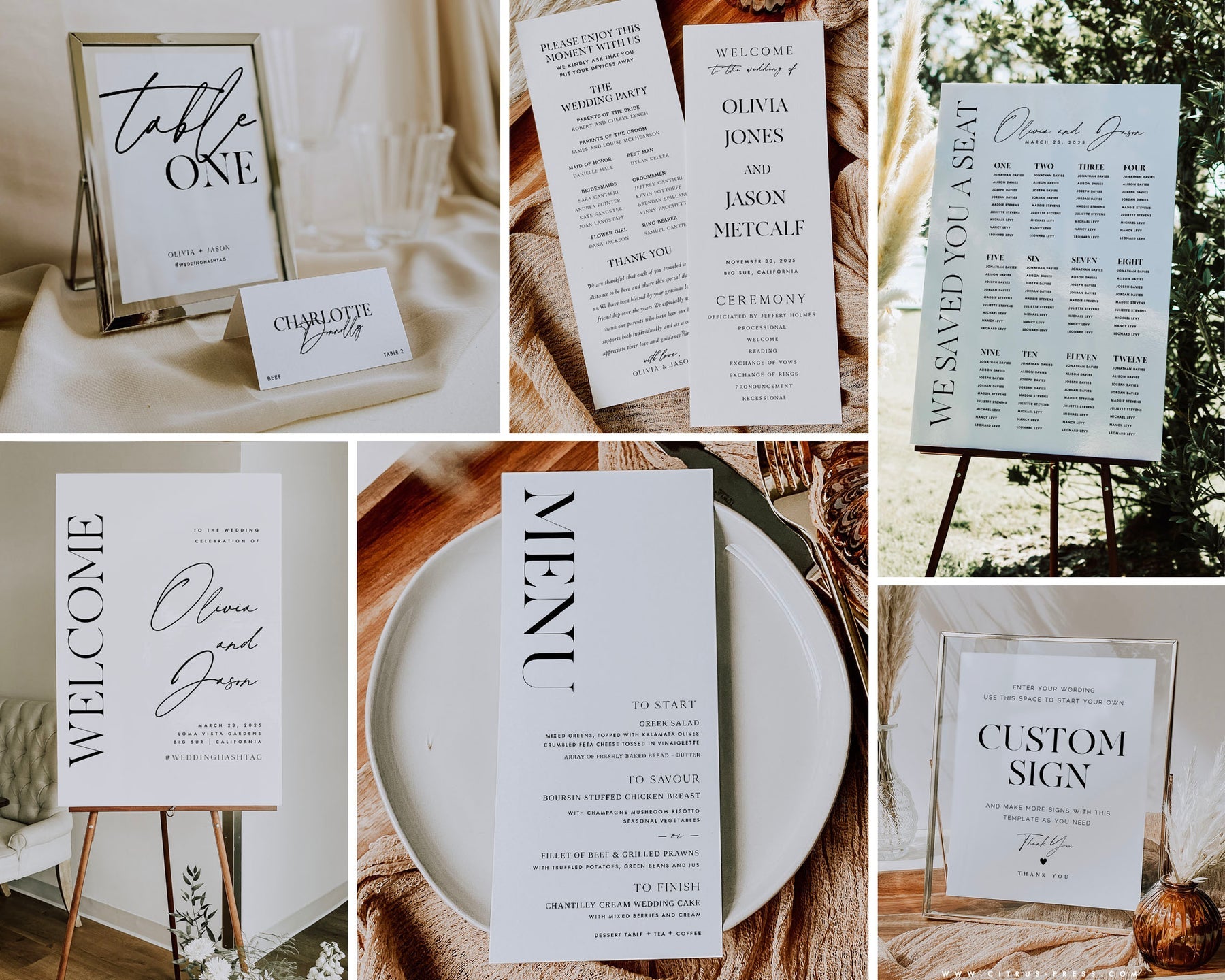 Minimalist Wedding Day Of Bundle Set | Printable Template