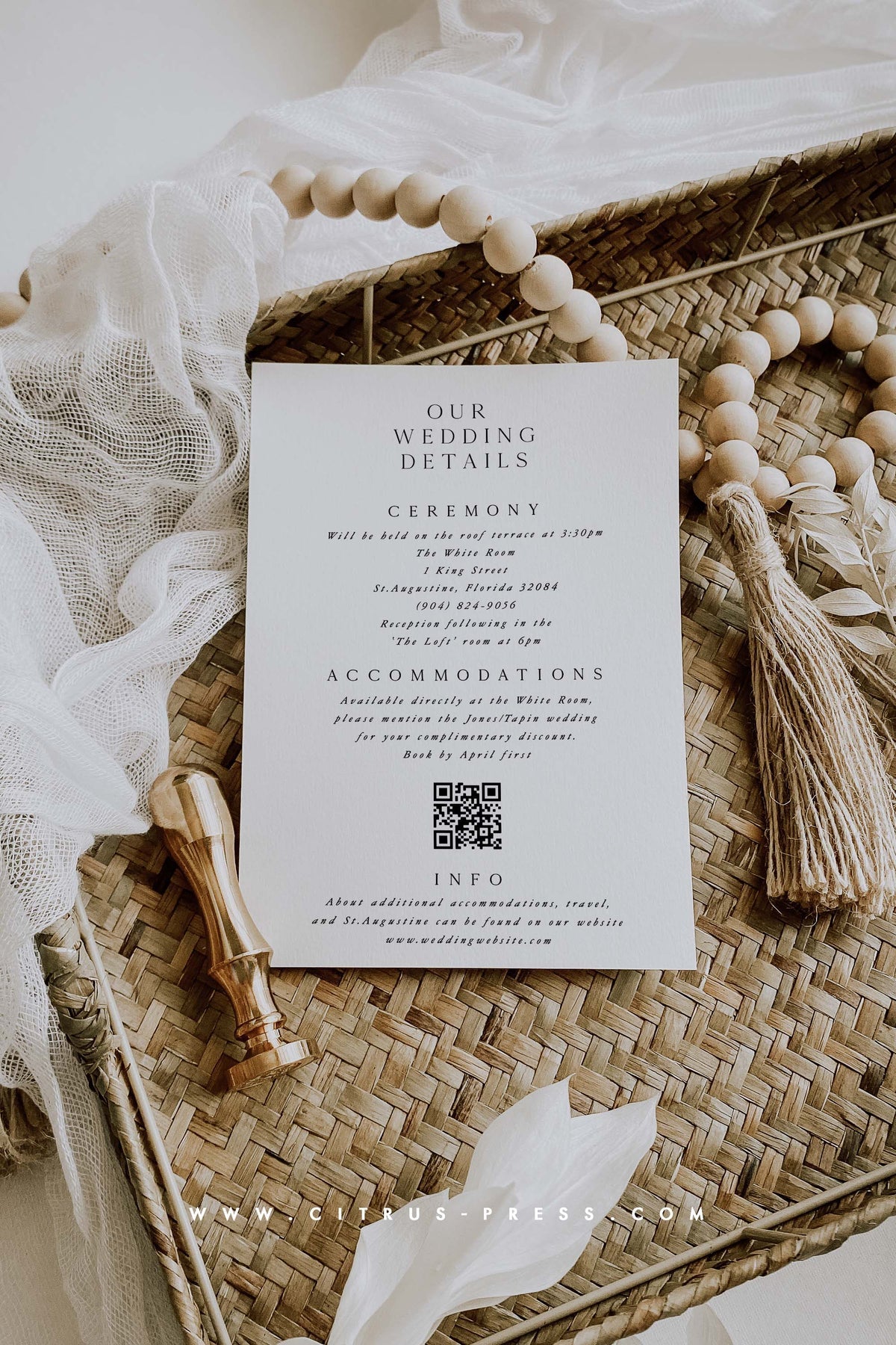 Wording Add-On Wedding Invitation | Save The Date | Printable Template