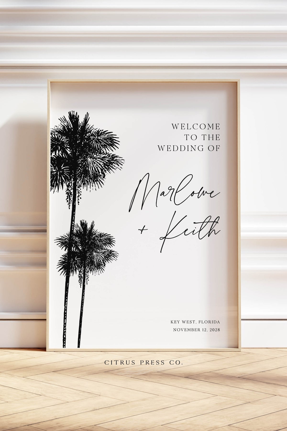 Minimal Tropical Wedding Welcome Sign | Printable Template