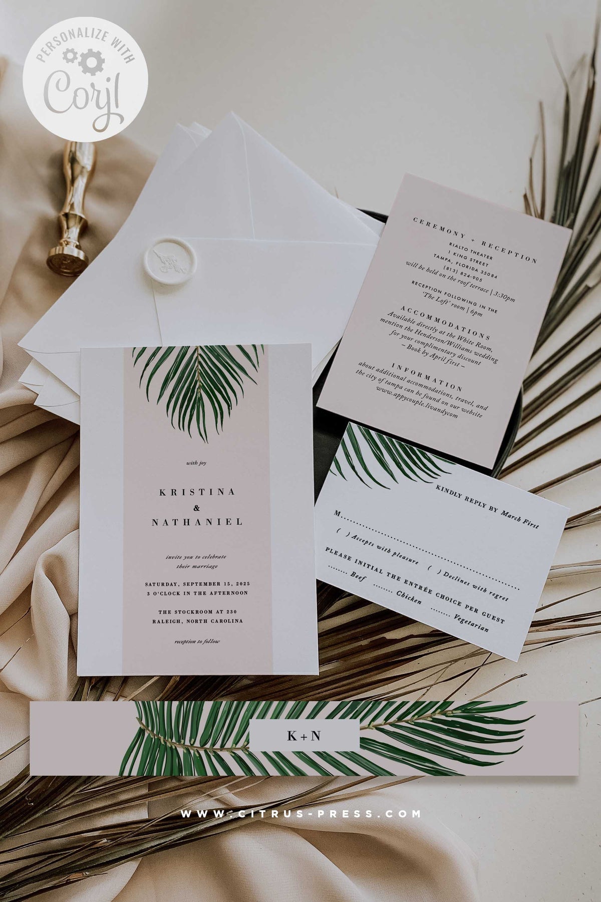Mod Tropical Wedding Invitation | Diy Invitation Template | Printable Corjl