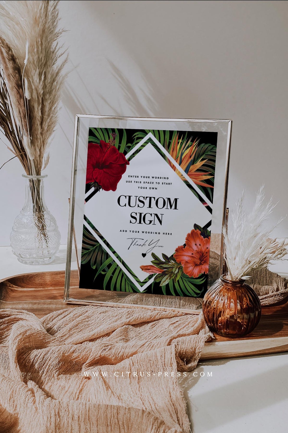 Tropical Destination Wedding Sign | Lacey | Printable Template