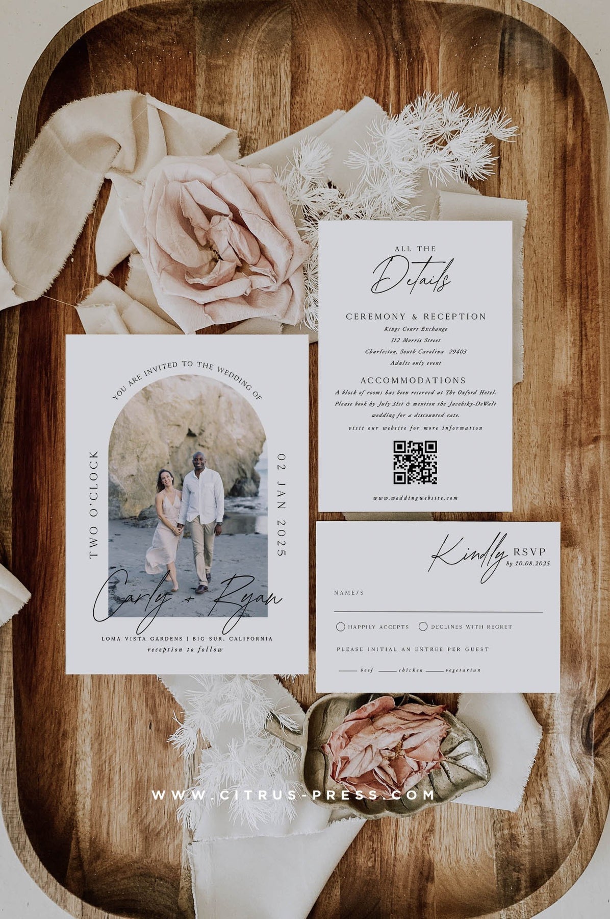 Modern Arch Photo Wedding Invitation | Printable Template