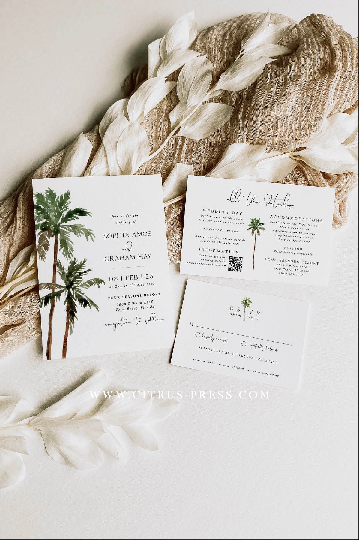 Palm Tree Wedding Invitation | Printable Template