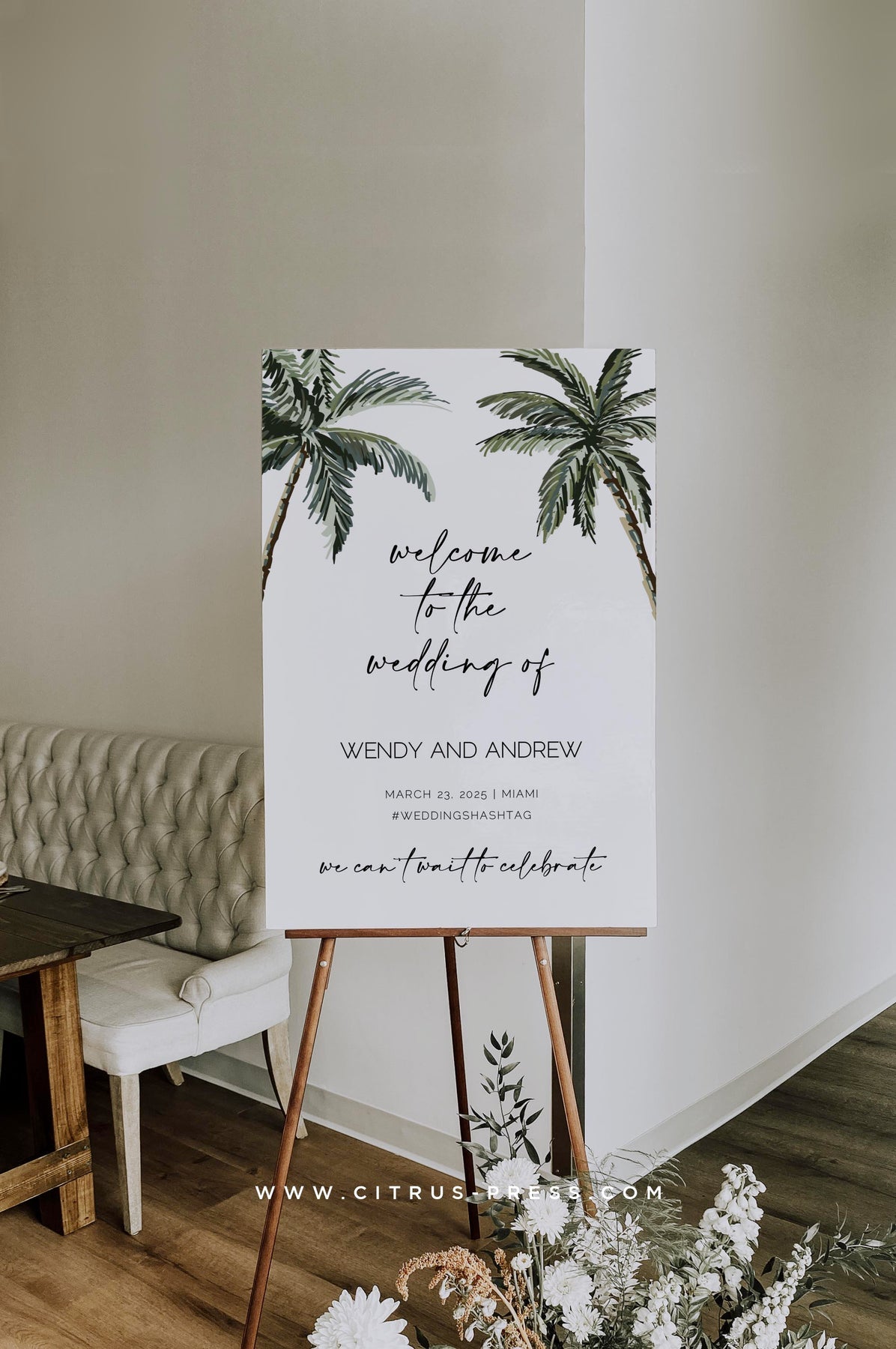 Palm Tree Wedding Welcome Sign | Printable Template