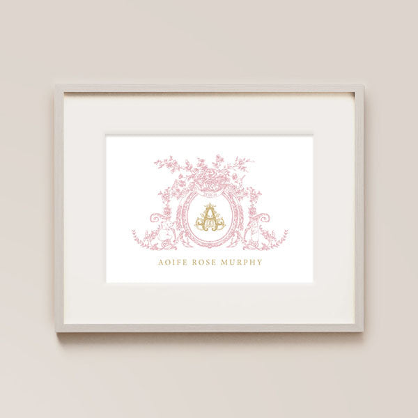 Classic Pink Crest Nursery Prints