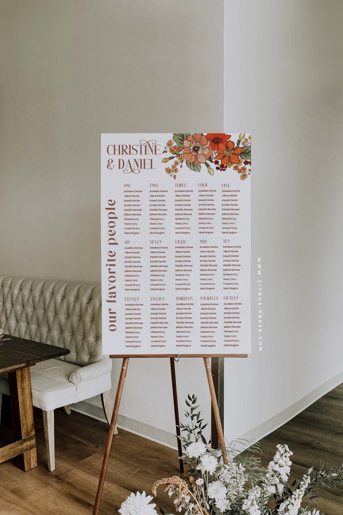 Retro 70S Sign | Wedding Seating Chart | Editable Template