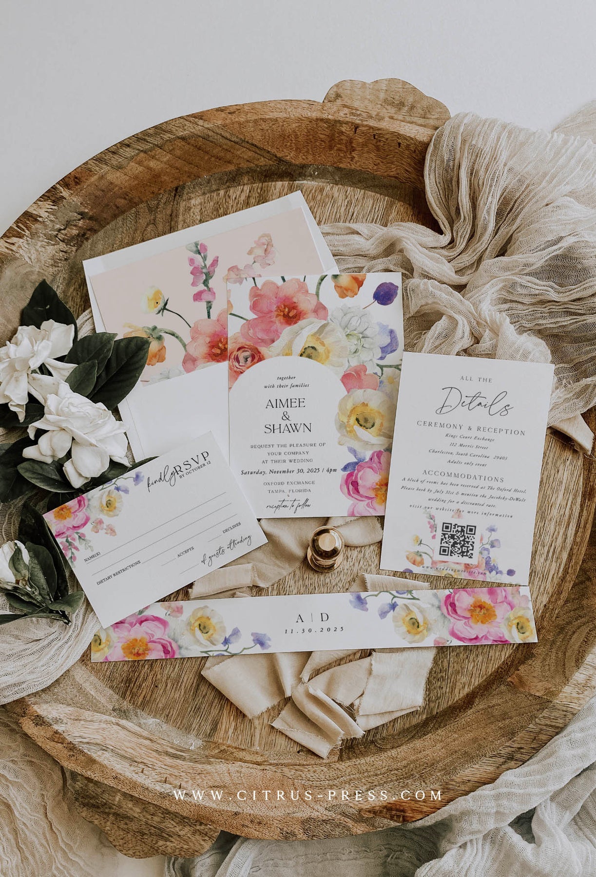 Floral Wedding Invitation Suite | Template