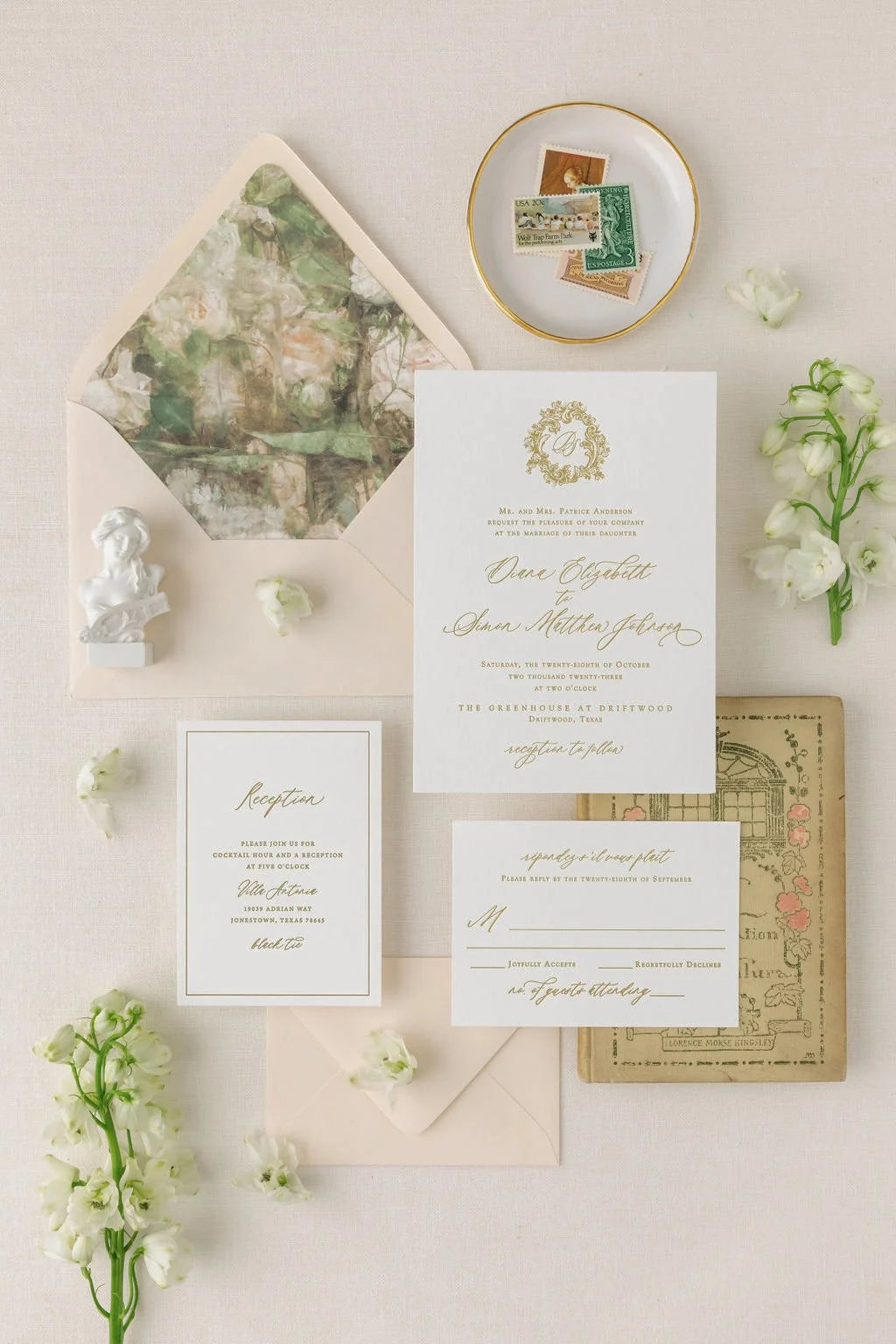 Tavi | Wedding Invitation with RSVP + Details Card