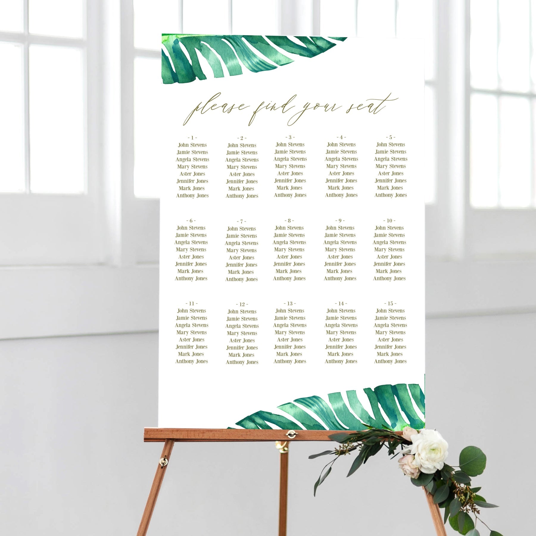 Jaraux Tropical Wedding Seating Chart | Pdf Template