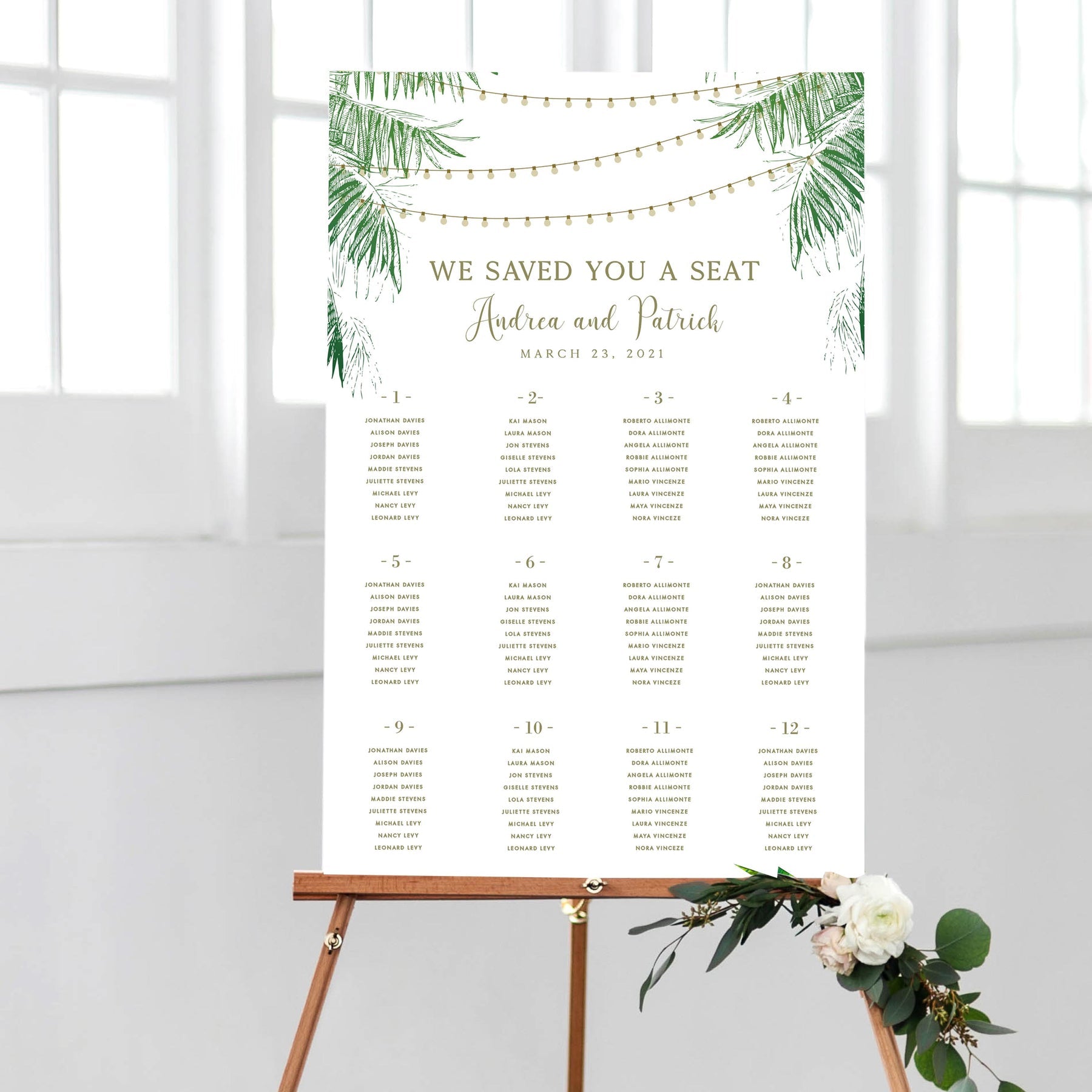 Andrea Tropical Wedding Seating Chart | Pdf Template