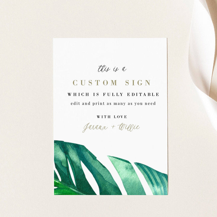 Tropical Wedding Sign Self Editable | Jaraux | Pdf Diy Template