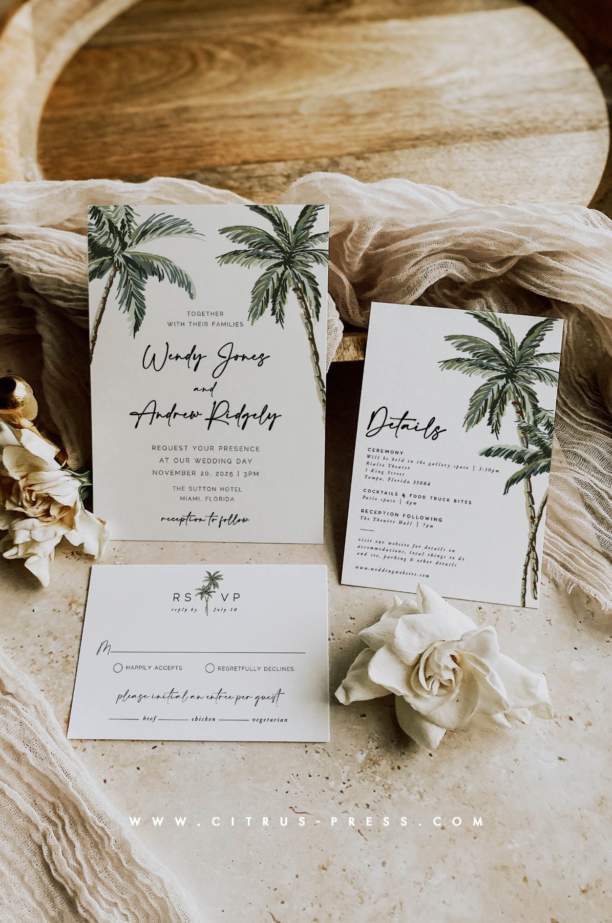 Palm Tree Beach Wedding Invitation Template