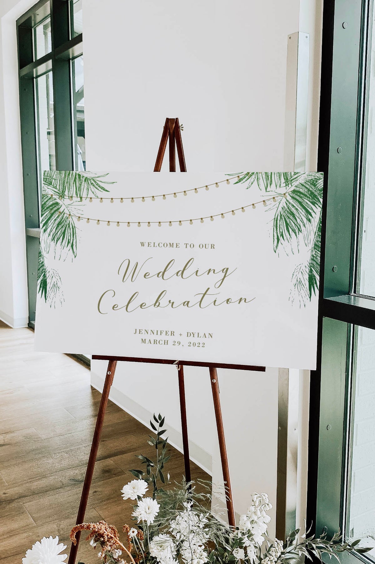 Andrea Tropical Wedding Welcome Sign 36X24 | Pdf Template