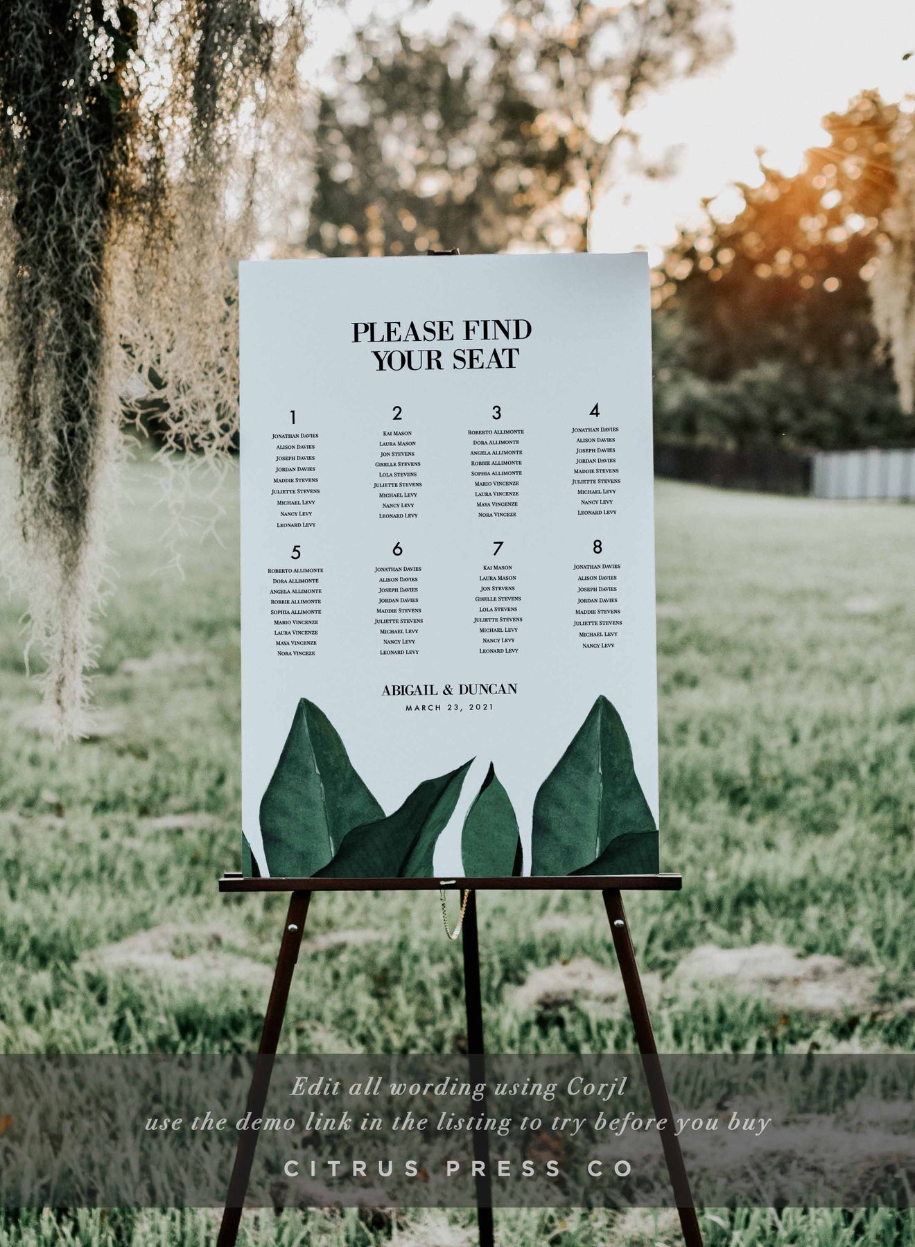 Tropical Wedding Seating Chart | Editable Template