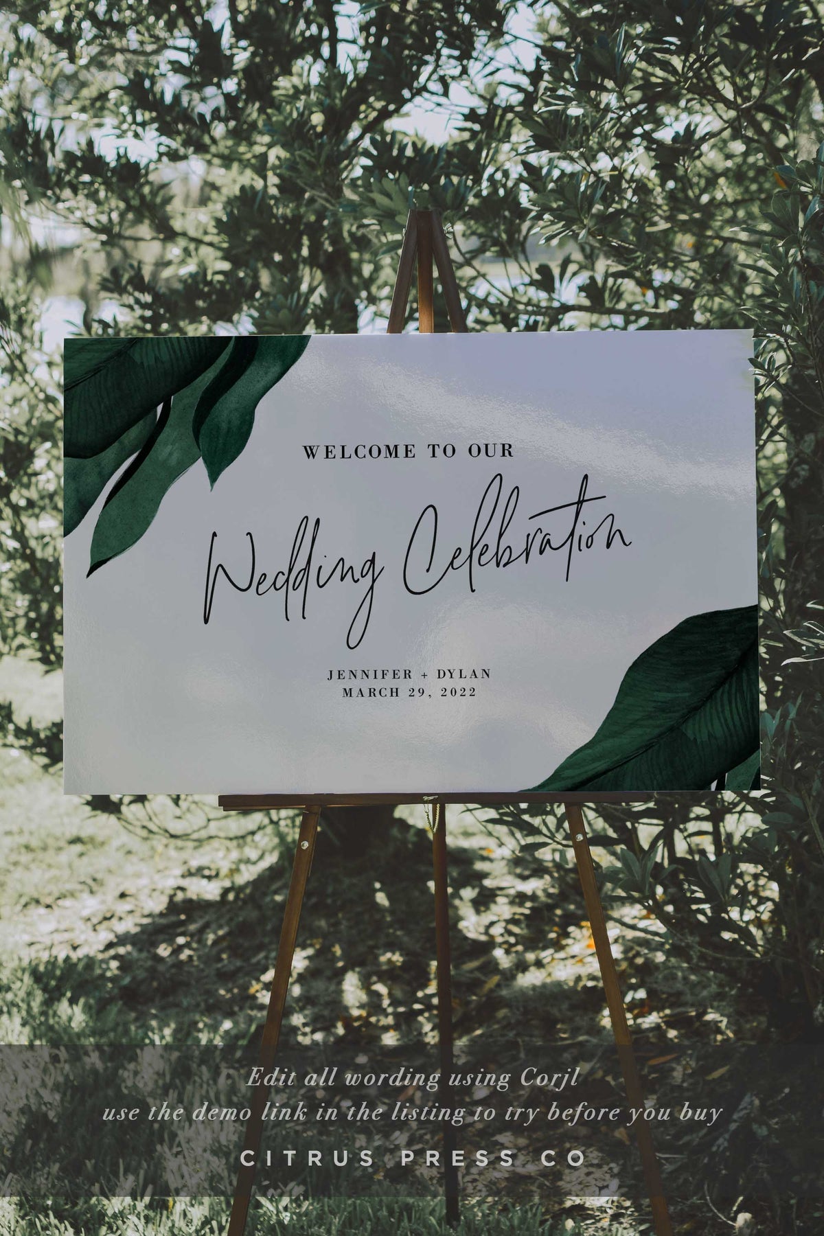 Wedding Reception Or Ceremony Sign | Wedding Welcome Sign | Tropical Design | Pdf Diy Editable Template | $15