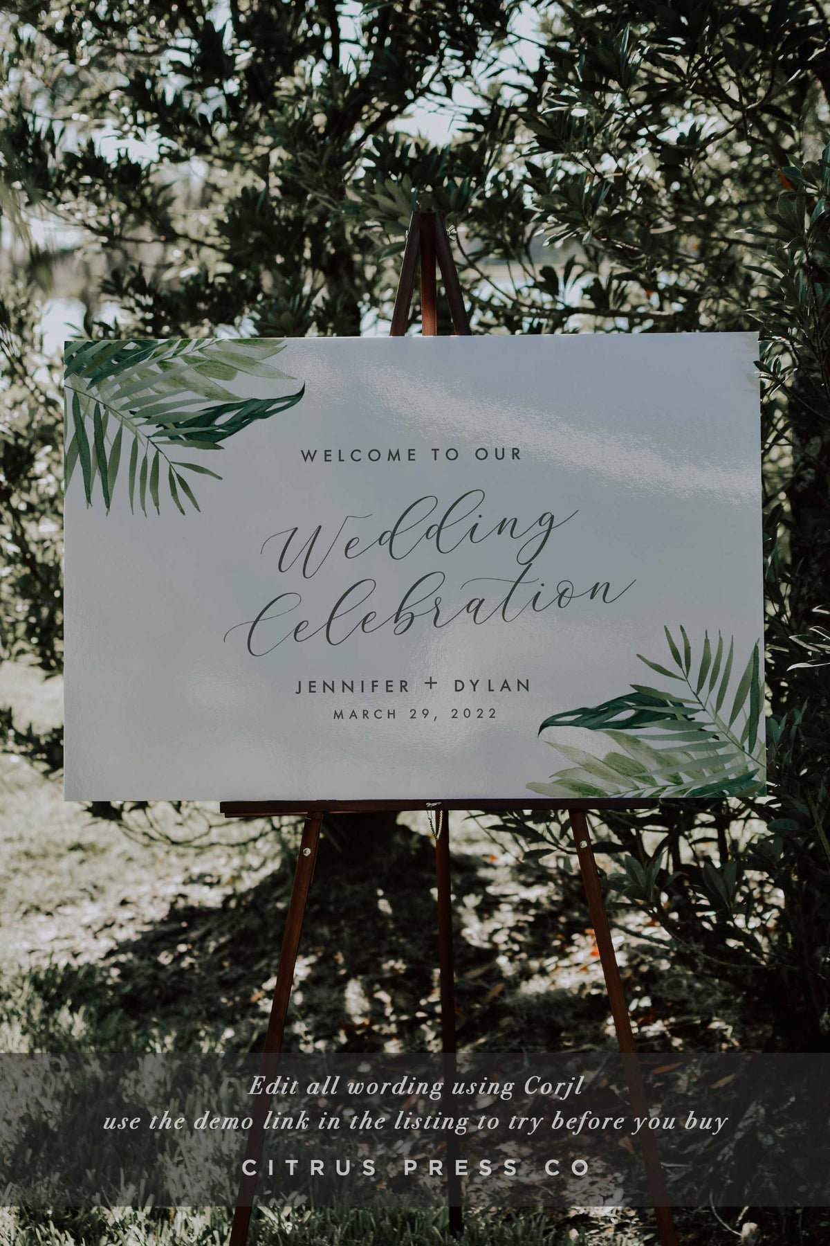 Wedding Reception Or Ceremony Sign | Wedding Welcome Sign| Tropical Design | Pdf Diy Editable Template | $15