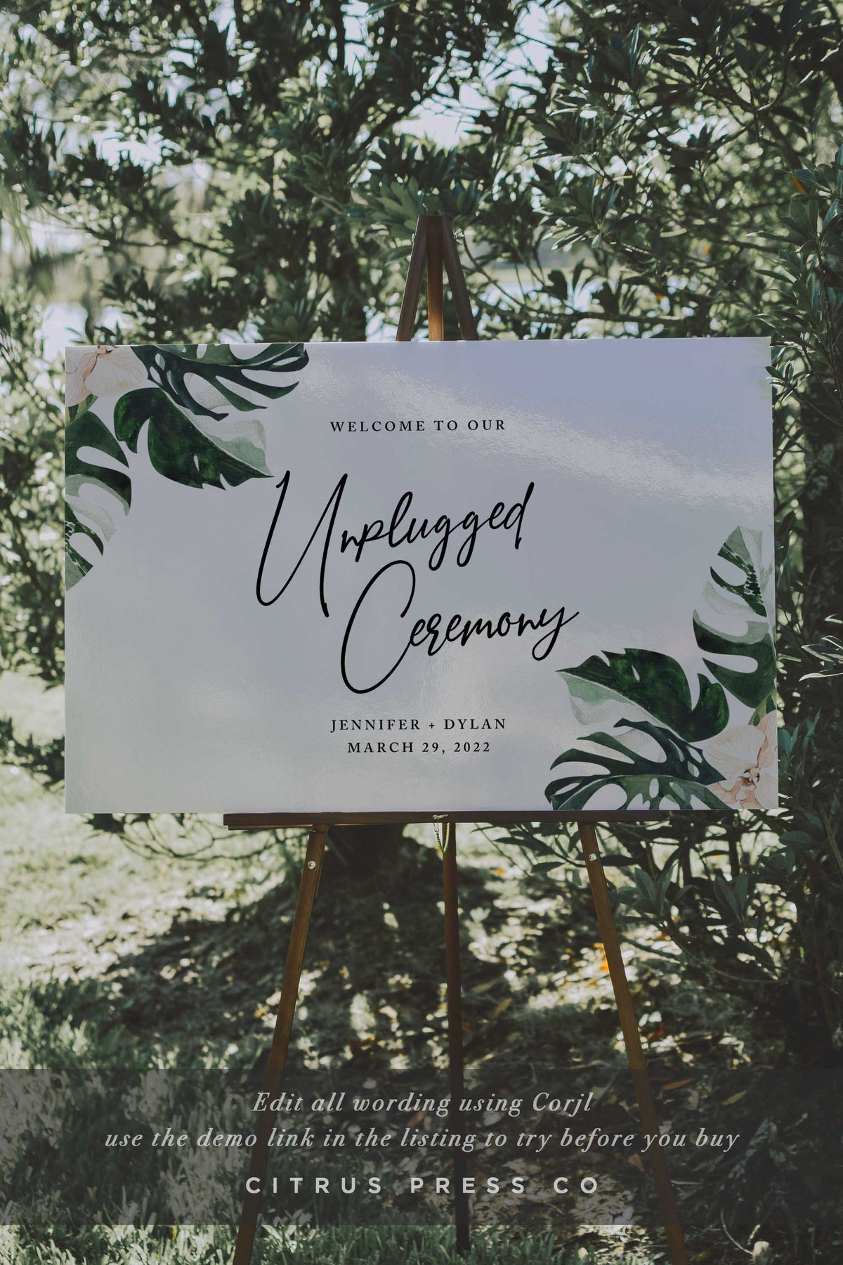 Wedding Reception Or Ceremony Sign | Wedding Welcome Sign| Tropical Design | Pdf Diy Editable Template | $15