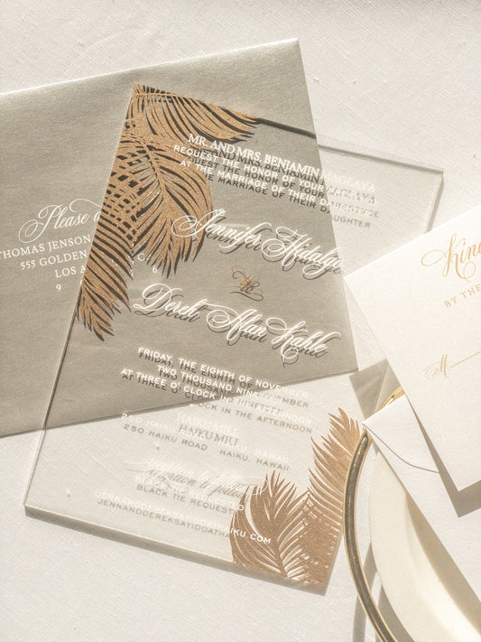 The Palm Collection - Style No. 3 | Semi-Custom Acrylic Invitations